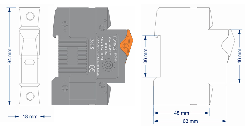 Fuse Switch FS18-32 Dimension