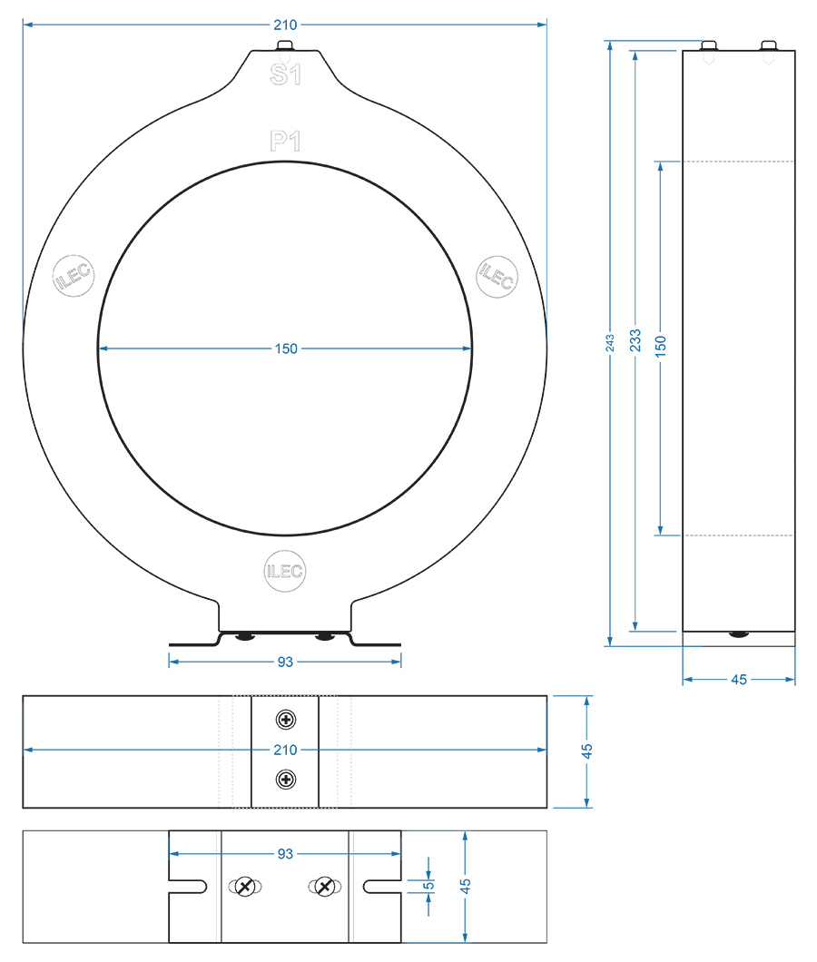 PCT-R150 drawing dimensions