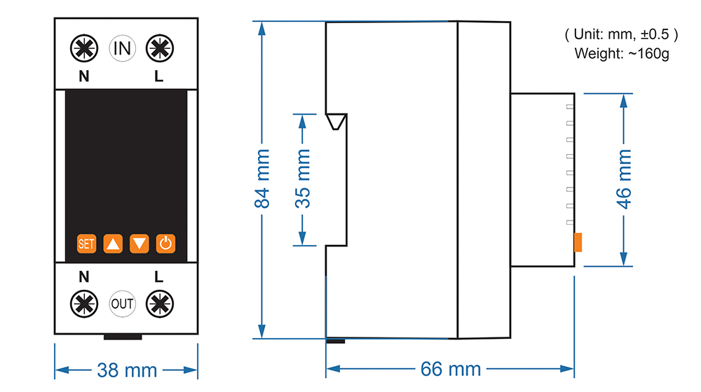 iLEC VAP-63/1PN relay – Dimension