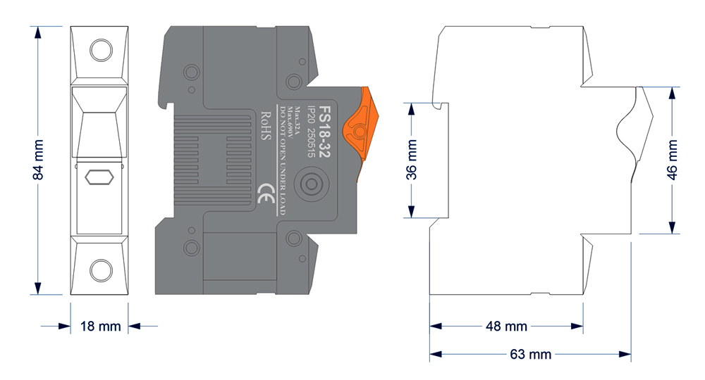 Fuse Switch FS18-32 Dimension